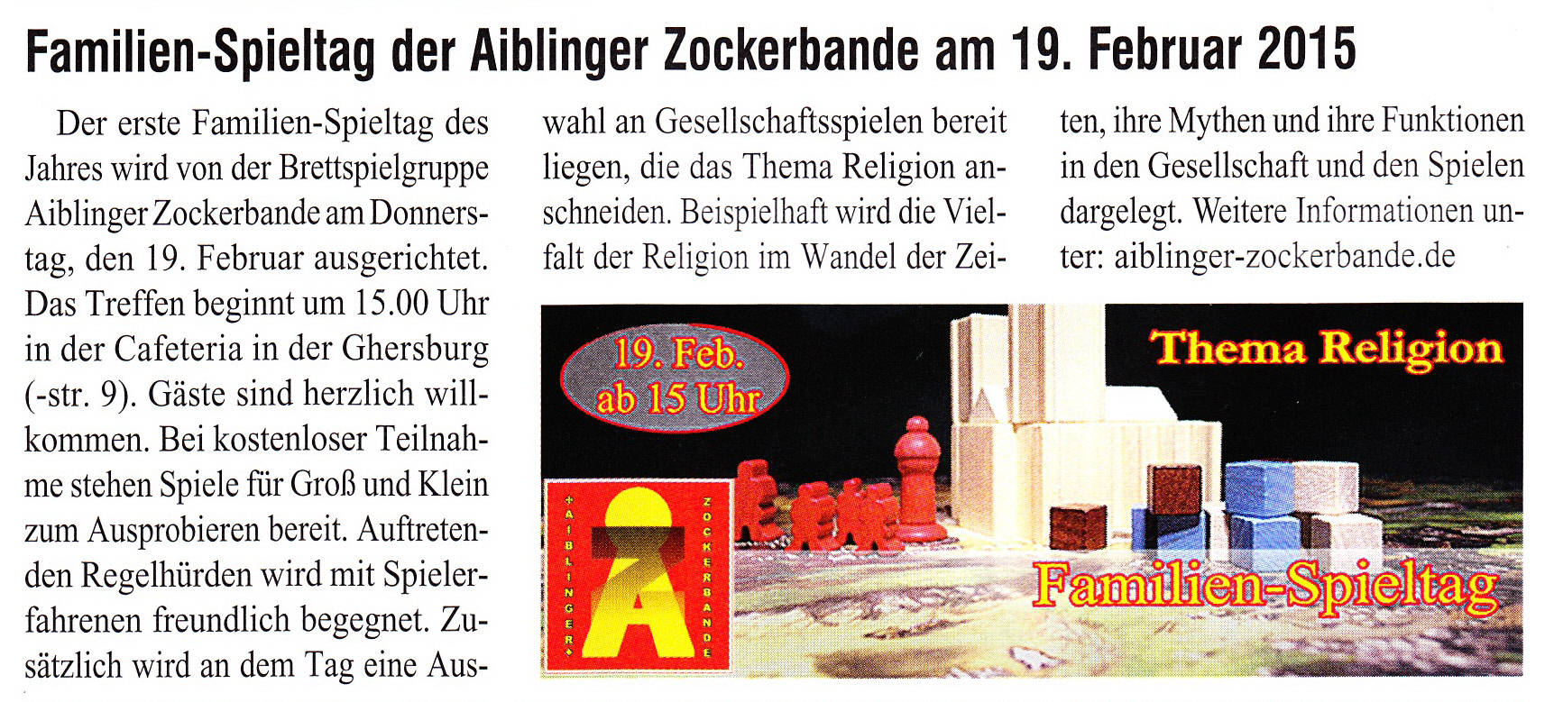 Spieletag Thema Religion
