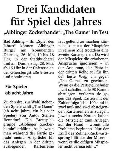 Nominierten Aiblinger Spiel des Jahres