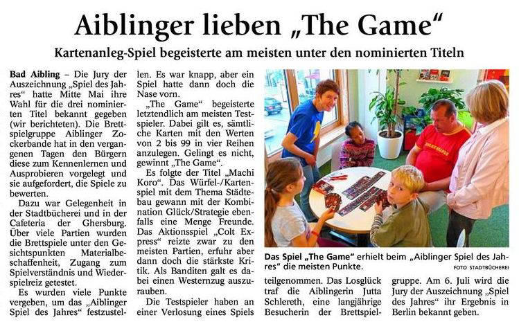 Ergebnis Aiblinger Spiel des Jahres