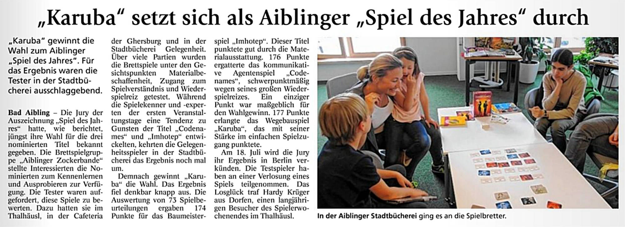 Ergebnis Aiblinger Spiel des Jahres