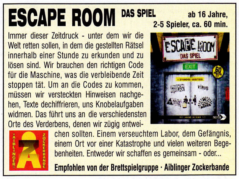 Escape Room Das Spiel